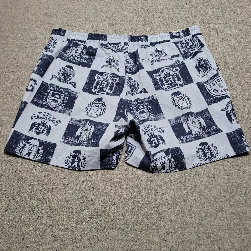 Adidas Golf Shorts Men 2XL XXL Blue Printed Shorts Sports Performance AOP Preppy